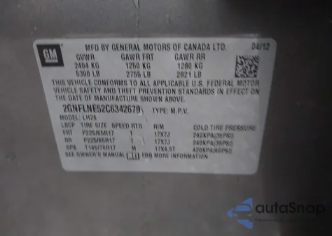 2012 Chevrolet Equinox 2Lt z USA, uszkodzony, nr VIN 2GNFLNE52C6342670